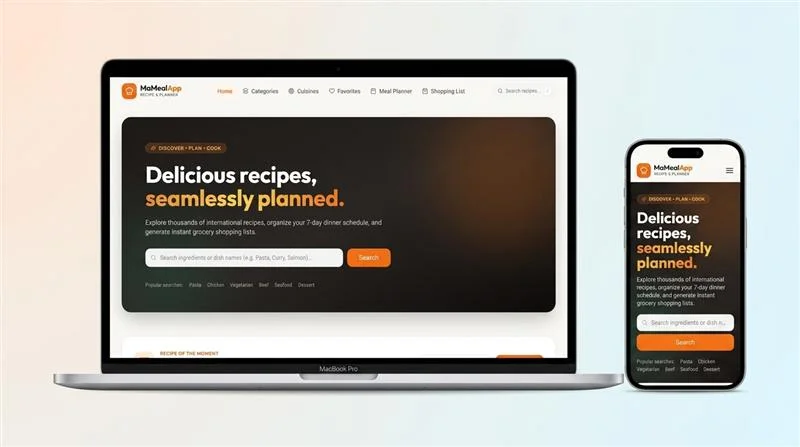 MaMealApp Recipe Finder Mockup
